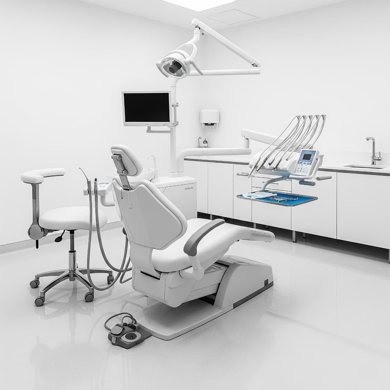 Immaculately clean dental clinic treatment room