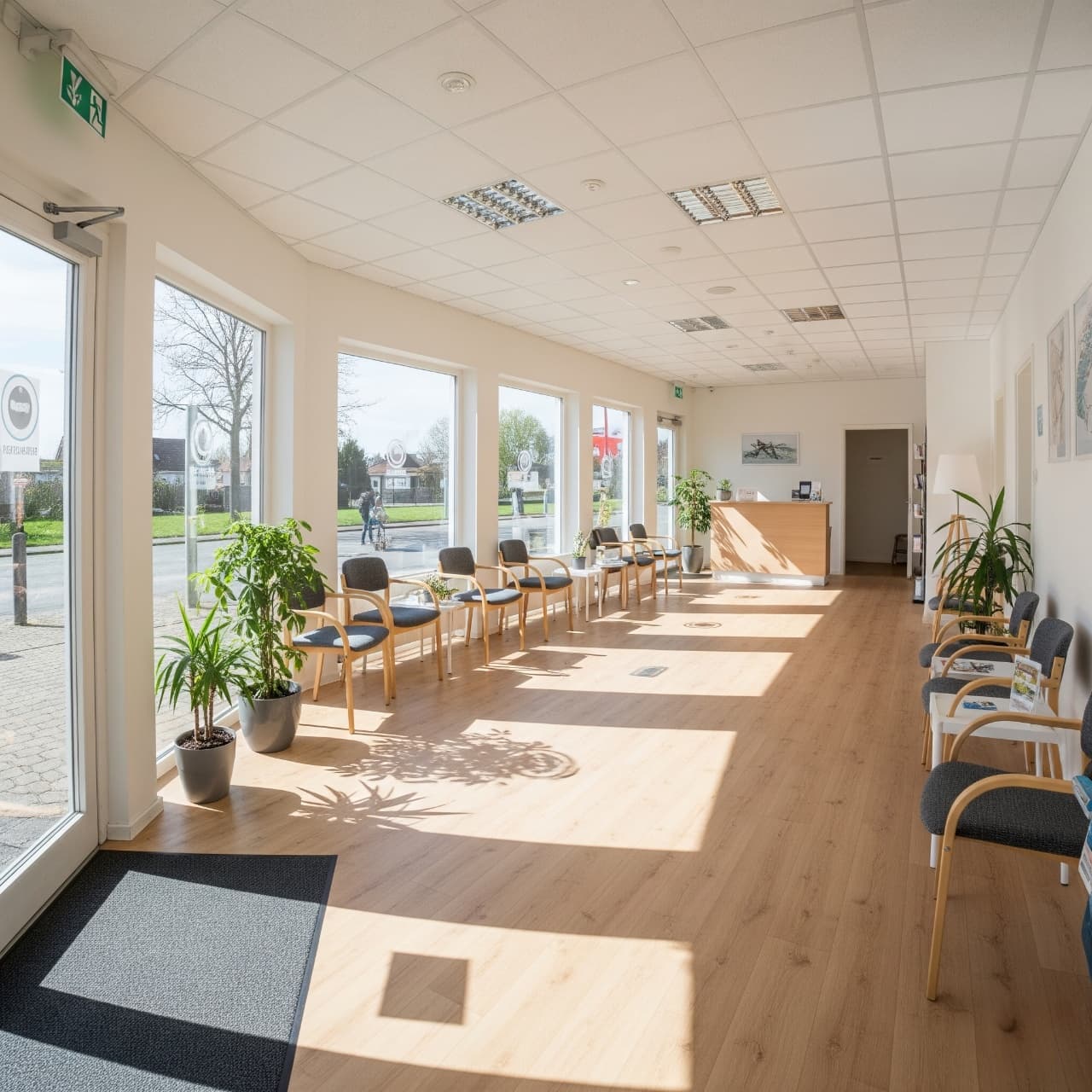 Clean and professional waiting room of a clinic