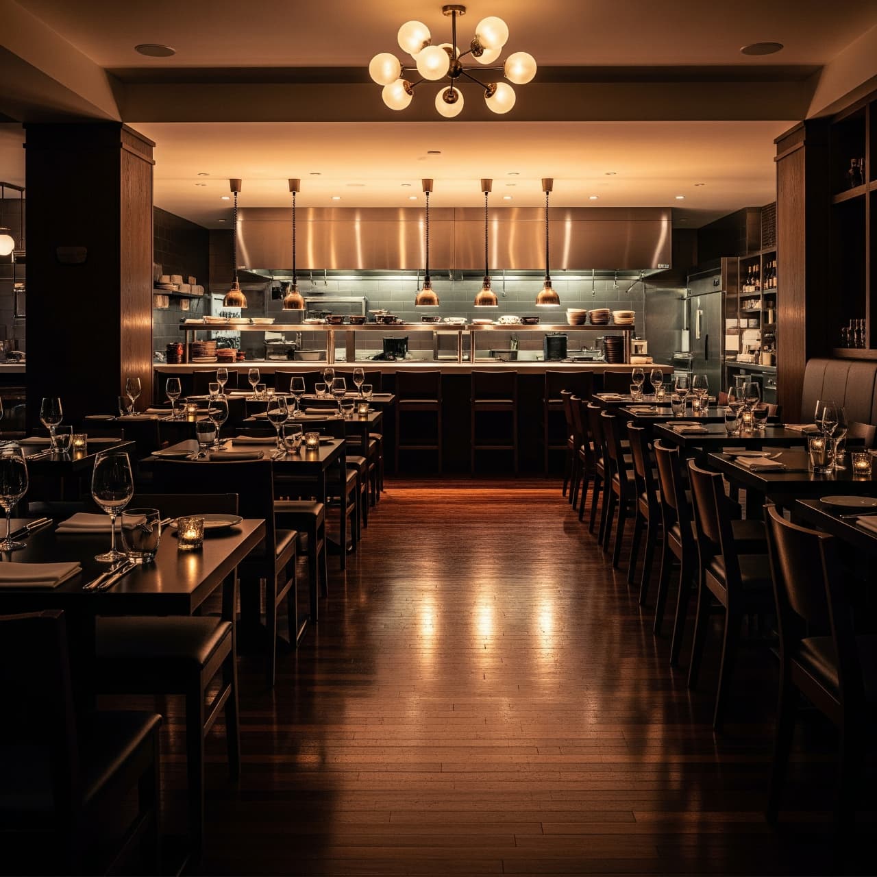Stylish and clean modern restaurant bar area